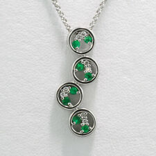 Émeraude Brillant Pendentif avec Chaîne 750er or Blanc Valeur Neuf