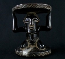 Art Africain - Appui Nuque ou Petit Tabouret à Cariatides Songye - 17,5 Cms ++++