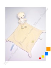 Doudou Plat/Mouchoir Chat Blanc Jaune/Beige Doré Or Sparkle - Nicotoy Simba Toys