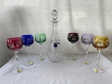 Lot 6 verres à vin colorés Les Ducs De Lorraine + carafe marquise de Segonzac...