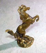 Jolie statuette de cheval cabré en bronze vintage signé PHCN