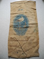 sac toile jute ancien Potasse d'Alsace cigogne old french burlap potash sack pub
