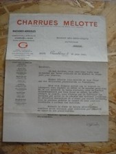LETTRE DES ETS CHARRUES MELOTTE - MACHINES AGRICOLES / 1945