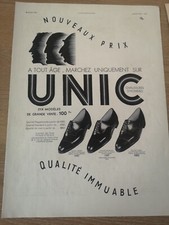 Publicité de Presse 1935 Chaussures UNIC hommes/poudre beauté Angelus - 3068