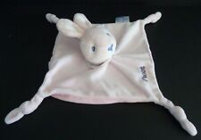 10. DOUDOU PLAT PICOT LAPIN ROSE BLEU COL BLANC EXTRA DOUX lire svp BE