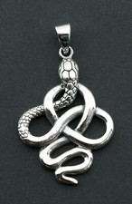 Pendentif  Serpent enlacé en Argent massif  925 de 7.5 gr.  Noeud infini  # 5240