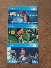 3 télécartes Belgiques à Puce Sports 2006 Foot Natation Équitation TTB