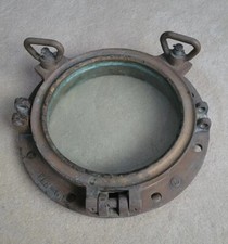 Ancien Grand Hublot en Bronze 38 cm Ouvrant Nautique Bateau Paquebot Déco Marine