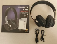 H2 Noir Casque Bluetooth sans fil, lumières LED colorées, Upgrade Bass