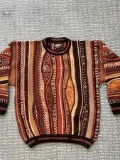 Vintage Harley Davidson Coogi Style Sweater M  Wool Heavyweight Orange Maroon