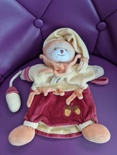 Marionnette ours jaune rouge orange + gland DOUDOU ET COMPAGNIE