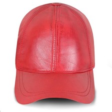 Casquette de Baseball en Cuir Véritable – Chapeau Unisexe avec Visière Cuir d...