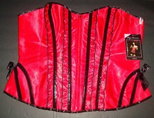 New Leg Avenue Sexy Women's Plus Size Betty Corset Front Zipper Red Satin 1X-2X