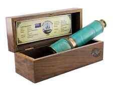 Laiton Antique Télescope En Bois Boîte Pirate Téléscope 10x Zoom Lens Gift pour