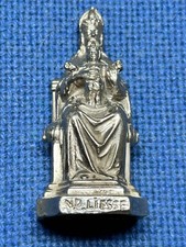 Superbe Ancienne Statuette Notre-Dame De Liesse, Etain argenté, Madonna