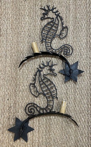 Paire appliques hippocampe fer - appliques,