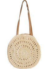 Sac à bandoulière en paille de papier pour femme style boho fermeture éclair