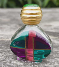 Flacon miniature peint à la main en Italie Murano bouchon laiton réhaussé