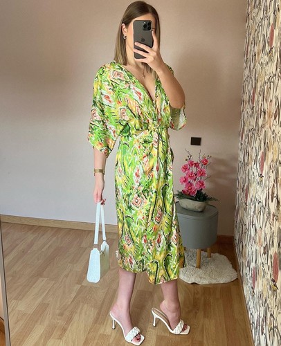 Robe longue vert - robe, mi-longue