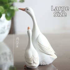 Sculpture décorative en résine canard mère et bébé pour jardin et patio