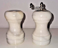 Magnifique Duo De Salières et moulin a poivre vintage en marbre blanc