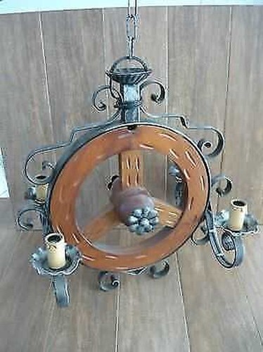 Lustre fer forgé bois - fer,