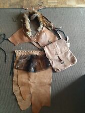 Ensemble  jupe  haut medieval warrior cuir fauve sac diademe   fourrure s/m/l/xl