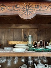 Ensemble Meubles Breton 1827 Marquetés +metal Armoire Banc Coffre Et Horloge 