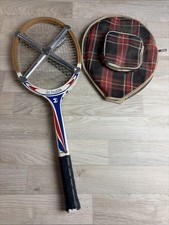 Raquette de tennis La Hutte vintage – Avec housse d’origine à motif écossais