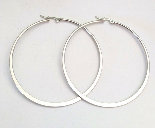 Paire creoles argente plat - 1,