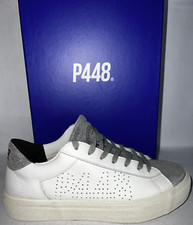 P448 Basket Haute en Cuir Femme Blanc / Argenté Taille Ue 36 MF-P48006