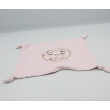 Doudou plat carré souris rose