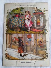 JOUET ANCIEN PUZZLE LITHOGRAPHIE EMRIK BINGER XIXe PAUVRETE RICHESSE DESIR