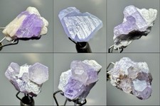 Lot de 6 petits spécimens de cristaux d'apatite violette de qualité supérieure