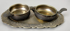 Vintage Japonais Plaqué Argent Service de Plat W/Indien Crème & Sucre Set