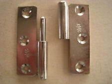 Ancienne Paumelle de meuble acier nickelé 50 x 40 gauche