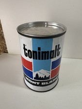 TONIMALT  LAIT MONT BLANC BOITE VIDE LITHOGRAPHIEE COUVERCLE ALU 1954 VINTAGE
