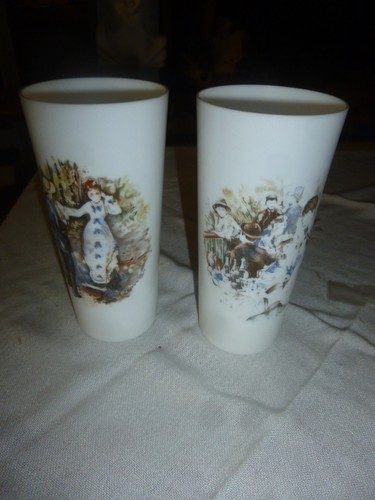 Verres vintage opaline - , blanc