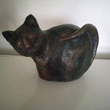 Statue chat terre cuite ancienne