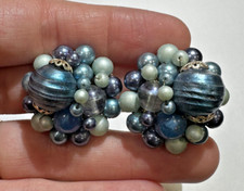 Japon Serti Lucite Bleu Marine