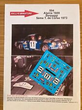 DECALS 1/43 ALPINE RENAULT A110 SERPAGGI TOUR DE CORSE 1973 RALLYE RALLY FRANCE