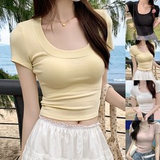 T-shirt femme mode été col U