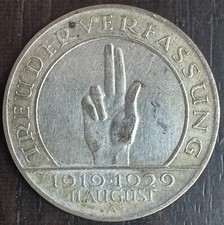 ALLEMAGNE - REPUBLIQUE DE WEIMAR 1918-1933 - 3 MARK 1929 A