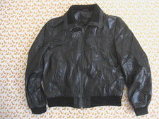 Blouson Redskins en Cuir de Buffle Noir Moto vintage Veste Vintage Femme - L