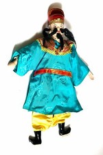 Ancienne marionnette chinoise Asie asiatique homme notable moustache céramique