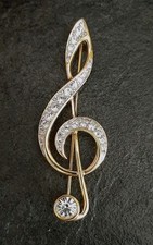 Broche Clé de Sol Avec Cristal Swarovski