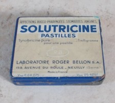 Ancienne Boite Métal médicaments SOLUTRICINE France bleu vintage pharmacie #3