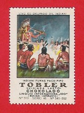 Poster Stamp Swiss Werbevignette TOBLER n.550 Peace Pipe USA Indians  (1920s)