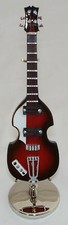 Hoffner Electric Guitar miniature handmade collectible 4" w/ stand & case (38SB)