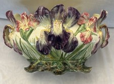 SUPERBE ! GRANDE JARDINIERE EN BARBOTINE IRIS DELPHIN MASSIER VALLAURIS